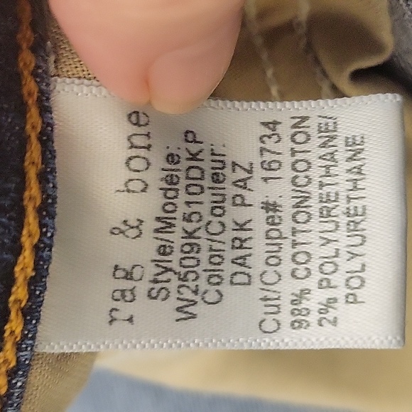 Rag & Bone High Rise Slim Straight Leg Jeans in Dark Paz - Picture 7 of 10